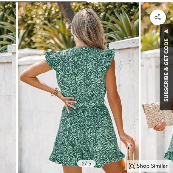 NWT Cupshe Flutter V-Neck Straight Leg Romper - Picture 2 of 3